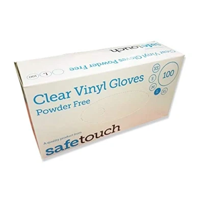 Image of SafeTouch 50000012 Powder Free Clear Vinyl Gloves, Large (Pack of 100)