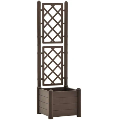 Image of vidaXL Garden Planter Large Capacity, Weather Resistant PP with Integrated Trellis for Indoor and Outdoor Use, UV Frost Resistant, Mocha Colour