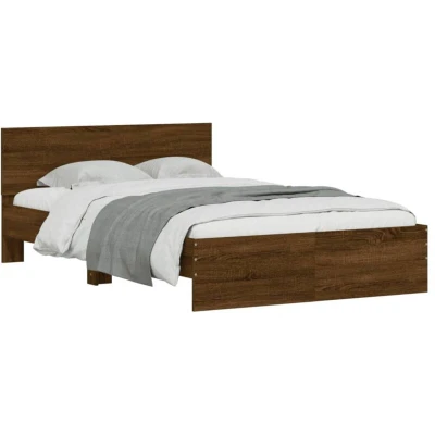 Image of vidaXL Bed Frame without Mattress Brown Oak 135x190 cm Double