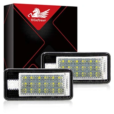 Image of WinPower Number Plate Lights Bulbs LED Rear License Lamps 3582 SMD with CanBus No Error 6000K Pure Xenon White, 2 Pieces (Old Version)