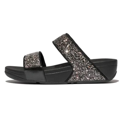 Image of Fitflop Women&#039;s LULU Multi Tonal Glitter Slides Sandal, Black, 6 UK