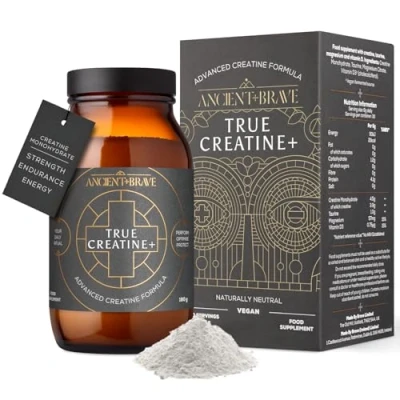 Image of Ancient + Brave True Creatine+ 180g Premium Creatine Monohydrate Powder 100% Micronized for Women High Performance, Strength Building Muscle Recovery, Cognitive Function, Wellness