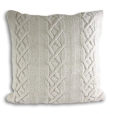 Image of Paoletti Aran Cushion Cover, Cotton, Cream, 55 x 55cm (22&quot; 22&quot;)