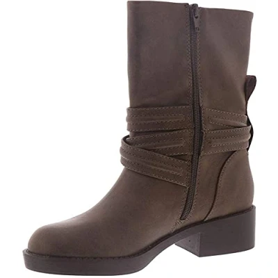 Image of Rocket Dog Prema Mid Calf Biker Boot 3 UK Brown PU