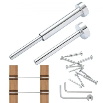Image of VEVOR 20 Pack Invisible Cable Railing kit, T316 Stainless Steel 3.2mm Receiver and Swage Stud End for Railing, Tensioner Wood/Metal Post, Hardware, Silver