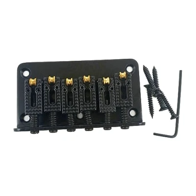 Image of 6 Strings 78mm Bass Guitar Roller Hardtail Top Load Bridge Tailpiece With L Shaped Wrench And Screws For Guitars String