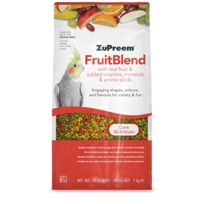 Image of Zupreem Fruitblend Complete Bird Food Suitable for Cockatiels, Lovebirds, Small Conures, Quakers, Lorikeets and other Medium Birds 1kg