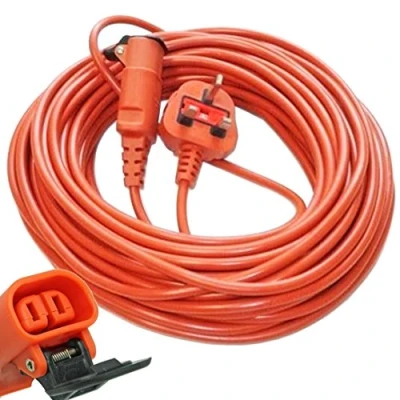 Image of SPARES2GO 20 Metre Mains Cable &amp; Lead Plug for Flymo Garden Vacuum Leafblower Mower (20m)