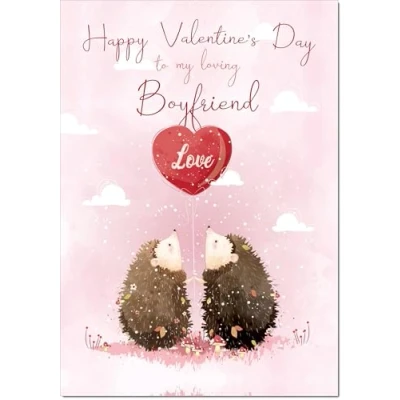 Image of doodlecards Boyfriend Valentine&#039;s Day Card Love Hedgehogs Large A4 Size with Plain Envelope