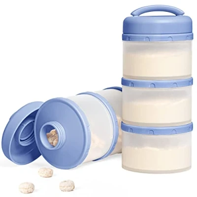 Image of Termichy Baby Milk Powder Dispenser Pots Stackable Formula Container, 2 Pack (Blue)