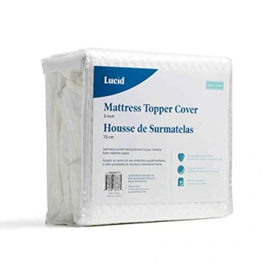Image of LUCID Mattress Topper Cover Soft and Breathable Machine Washable NonSlip (Topper Not Included) Double Bed (135 x 190 cm), 5 cm