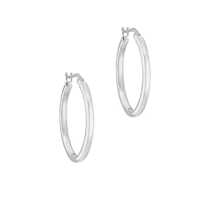 Image of Tuscany Silver Women&#039;s Sterling Oval Creole Earrings