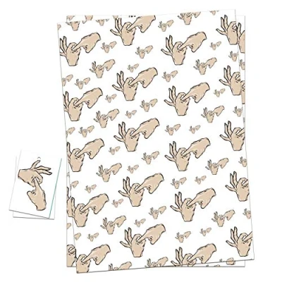 Image of Funny Rude Gift Wrap &amp; Tags Wrapping Paper Sheets X 2 Perfect for Valentine&#039;s Anniversary Birthday Pack