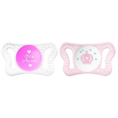 Image of Chicco Physio Micrò Pack of 2 Silicone Pacifiers Newborn 0 Months, Random Models, Pink