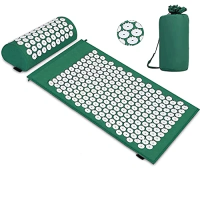 Image of Acupressure Set Mat with Pillow for Soothing Relaxation and Massage, Relieve Back Pain, Head Neck Stress Sleep Disorders at Home, Office or Travel