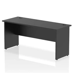 Image of Impulse 1600x600mm Straight Office Desk Black Top Panel End Leg