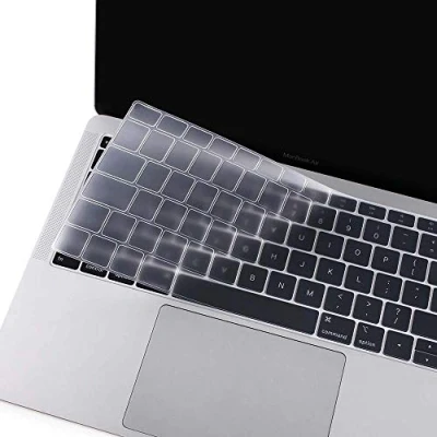 Image of FINDING CASE EU/UK Keyboard Cover Compatible 2018 Newest MacBook Air 13 Inch A1932 with Touch ID/Retina Display Waterproof Adhesive Protective Silicone Skin Clear