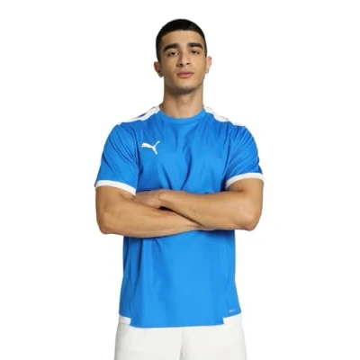 Image of PUMA Mens Teamliga Jersey Shirt, Electric Blue Lemonade/White, 3XL EU