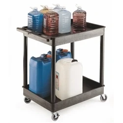 Image of Super Strength Multi Purpose Trolley; 2 Trays; Swivel Castors; Black