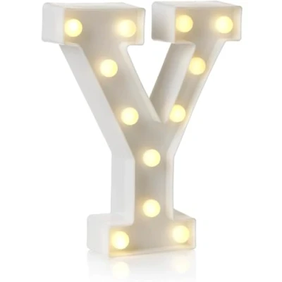 Image of anso LED Alphabet Letter &amp; Number Light Sign Decorations Lamp for Home Birthday Party Event Night Lights 22cm (Y)