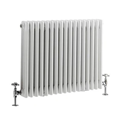 Image of Milano Windsor White Cast Iron Style Horizontal Triple Column Radiator 600mm x 785mm