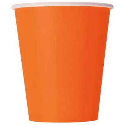 Image of Unique 32246EU Plastic Free Paper Cups 266 ml Orange Colour 14 Count (Pack of 1)