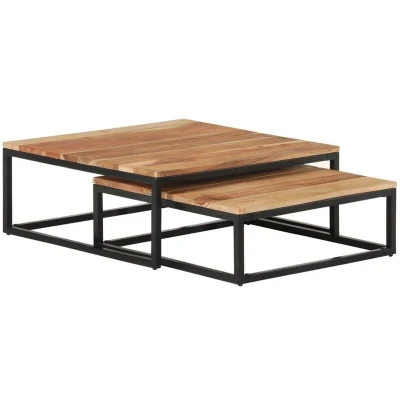 Image of vidaXL Two Piece Coffee Table Set Solid Acacia Wood