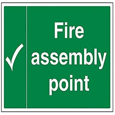 Image of V Safety Fire Assembly Point With Tick Sign 400mm x 300mm 1mm Rigid Plastic