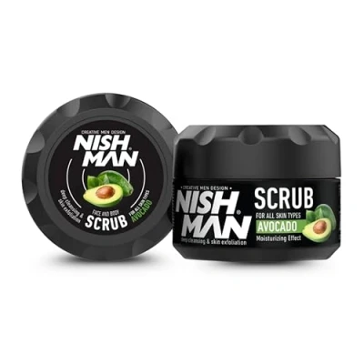 Image of NISHMAN Face &amp; Body Scrub, 400 ml Moisturizing Effect for All Skin Types Deep Cleansing Exfoliation (Avocado)