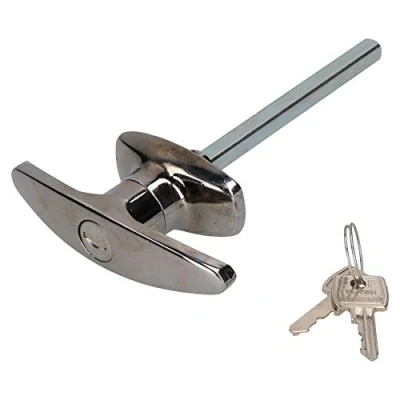 Image of AB Tools Chrome Door Tee T Handle Latch Catch Classic Trailer Truck Horsebox Locking