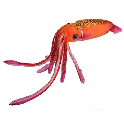 Image of Wild Republic 23547 WR Print Squid Stuffed Animal, Plush Toy, Gifts for Kids,Black,orange