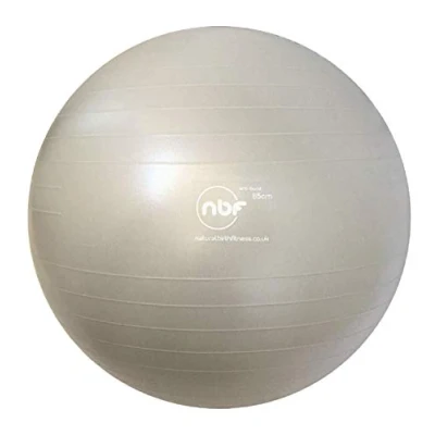 Image of nbf Birthing Ball with Pump and Pregnancy Instruction Guide 55cm 65cm 75cm Anti Burst Silver