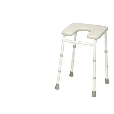 Image of HOMECRAFT Chester Adjustable Padded Stool, Ergonomic Shower and Bathing Chair with Cut Out for Personal Hygiene, Comfort Stool Prolonged Seating in Bathrooms, Bath Seat Legs