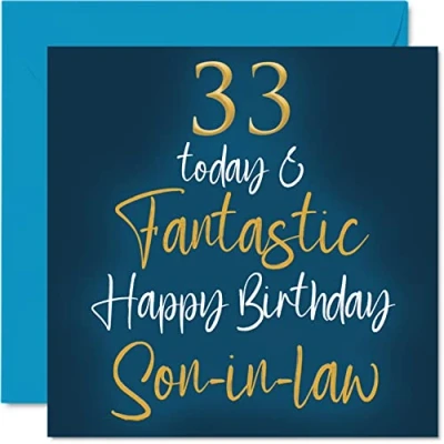 Image of Fantastic 33rd Birthday Cards for Son in law 33 Today &amp; Happy Card from laws, Gifts, 145mm x Greeting Gift