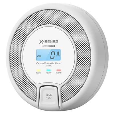 Image of X Sense Carbon Monoxide Alarm Detector 10 Year Life, Replaceable Battery Operated CO with Digital Display, Conforms to EN 50291 Standard, CO03D