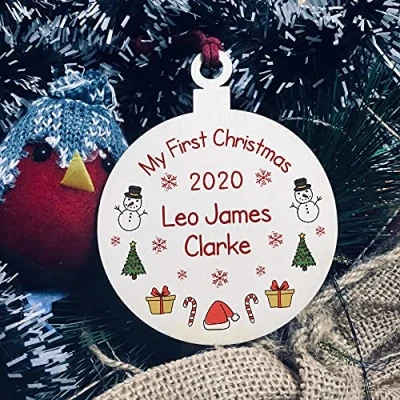Image of My First Christmas Bauble PERSONALISED New Baby Gift 1st Xmas Family Keepsake