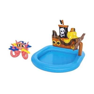 Image of Bestway Ships Ahoy Water Play Centre Kids Pirate Inflatable Park, Garden Toys with Octopus Ring Toss for and Toddlers, Ages 2+