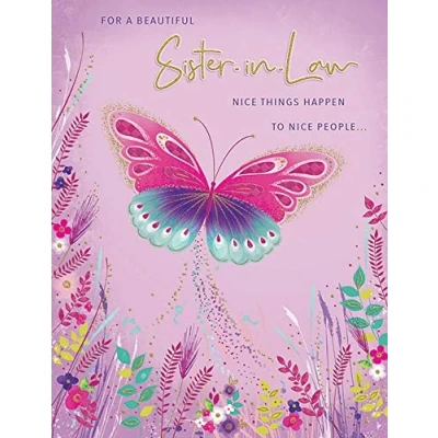 Image of Piccadilly Greetings Group Ltd Modern Birthday Card Sister in Law 8 x 6 inches, A11715, Lavender
