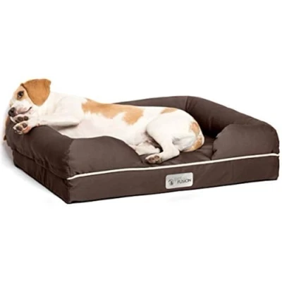 Image of PetFusion Ultimate Memory Foam Dog Bed Lounge Orthopaedic Comfortable Small Waterproof For Dogs and Cats Chocolate Brown (64 x 51 14cm)