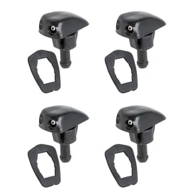 Image of 4 Pcs Wiper Water Jet Spray Nozzle Car Windshield Sprayer, Double Hole Windscreen Washer Jets Black Replacement Part for