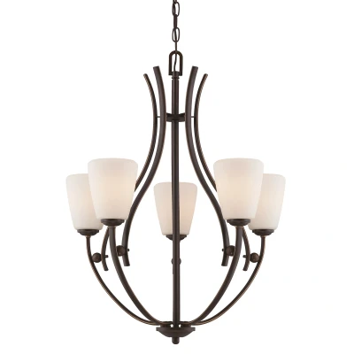 Image of Chantilly 5 Light Multi Arm Chandelier Palladian Bronze Finish, E27