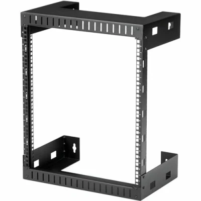 Image of StarTech.com 2 Post 12U Heavy Duty Wall Mount Network Rack, 19&quot; Open Frame Server 12&quot; Deep, Data Rack for IT / AV Patch Panel Computer Equipment (RK12WALLO)