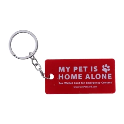 Image of Dog are Home Alone Alert Card &amp; Key Tags with Call Cards Pet Keychain
