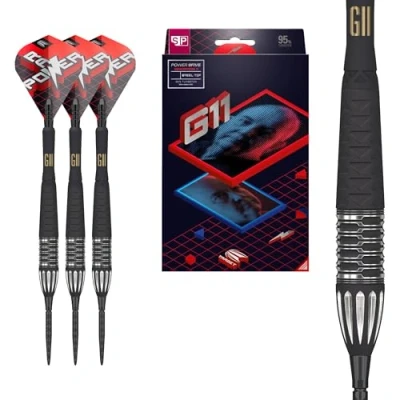 Image of TARGET Darts Phil Taylor Gen 11 Power 9 Five Steel Tip Swiss Point Darts, 95% Tungsten Raw G11, 22G Generation Player Edition Points Professional Dart Set