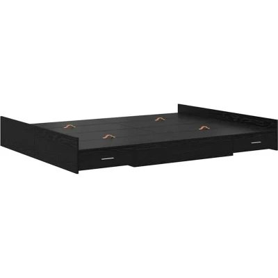 Image of vidaXL Storage Bed Frame Black oak 140 x 190 cm Engineered wood