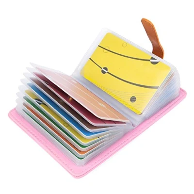 Image of AltomStar 10 Colors Credit Card Holder Wallets for Women Men Leather 26 Slots (Pink)