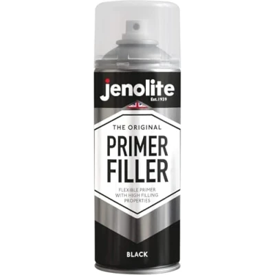 Image of JENOLITE Primer Filler Spray Paint BLACK High Fill Multi Surface Fills Small Dents &amp; Scratches Perfect For Car Bodywork, 3D Printer Models More 400ml