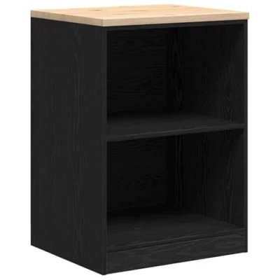 Image of vidaXL Garage Storage Cabinet Black Solid Wood Pine Cupboard 60x51x85cm DIY Tool Organizer Worktop