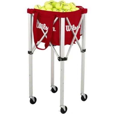 Image of Wilson Portable Tennis Ball Teaching Basket Cart (150 Capacity), red