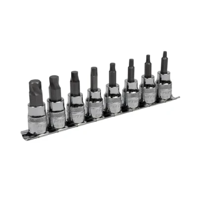 Image of Sealey Premier Hex Socket Bit Set Lock On™ 8pc 3/8&quot;Sq Drive Imperial